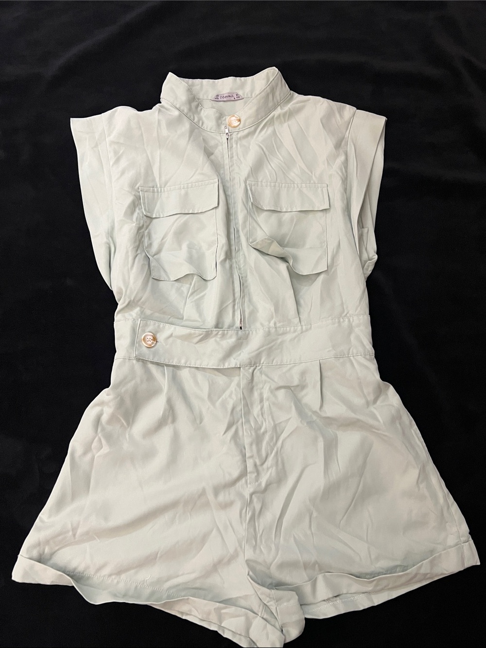 Sleeveless Light Mint Utility Romper Dress - Women